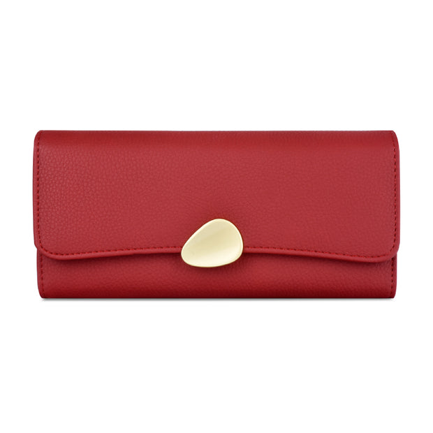 New Lychee Pattern Tri-Fold Large-Capacity Women Long Wallet